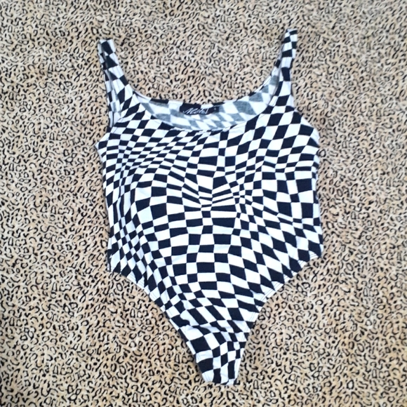 Motel Rocks Tops - 💥BOGO💥 Trippy Motel Checkered Body Suit -Small